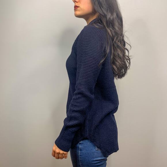 RDI Navy Blue Quarter Zip Tight Knit Sweater - Picture 4 of 9